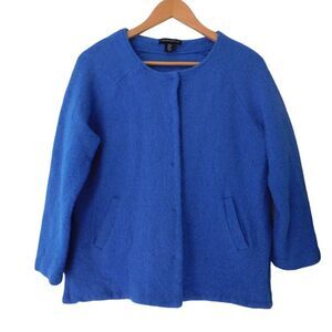 Cynthia Rowley Jacket Womens Blue Boiled Wool Coat Jacket Blazer Size Medium